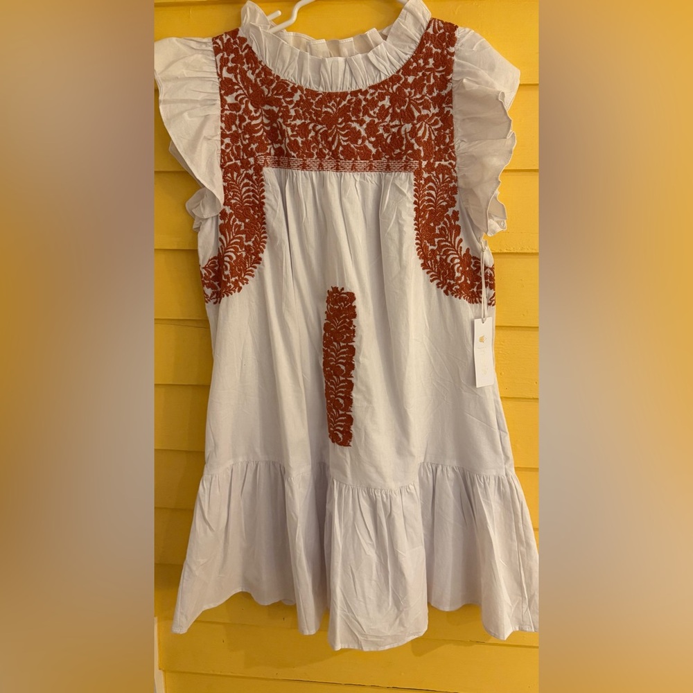 NWT Embroidered lined with pockets summer dress Longhorn UT like mi golondrina